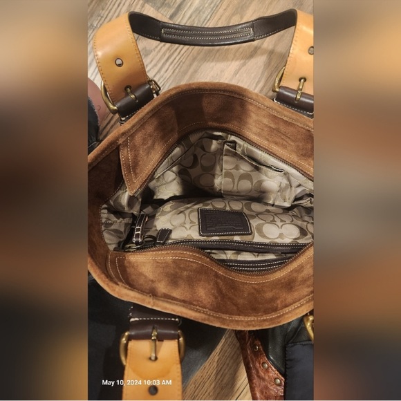 COACH BROWN SUEDE & LEATHER SHOULDER BAG - Picture 5 of 7